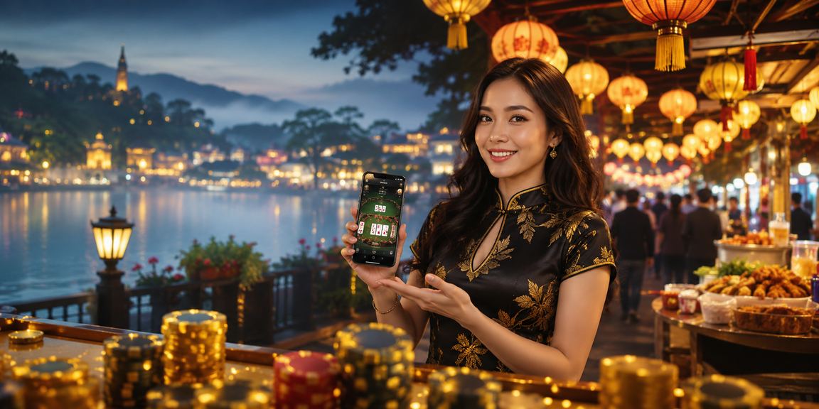 Nhóm bạn trẻ tại chợ đêm Đà Lạt chơi bài và theo dõi kết quả thể thao trên điện thoại